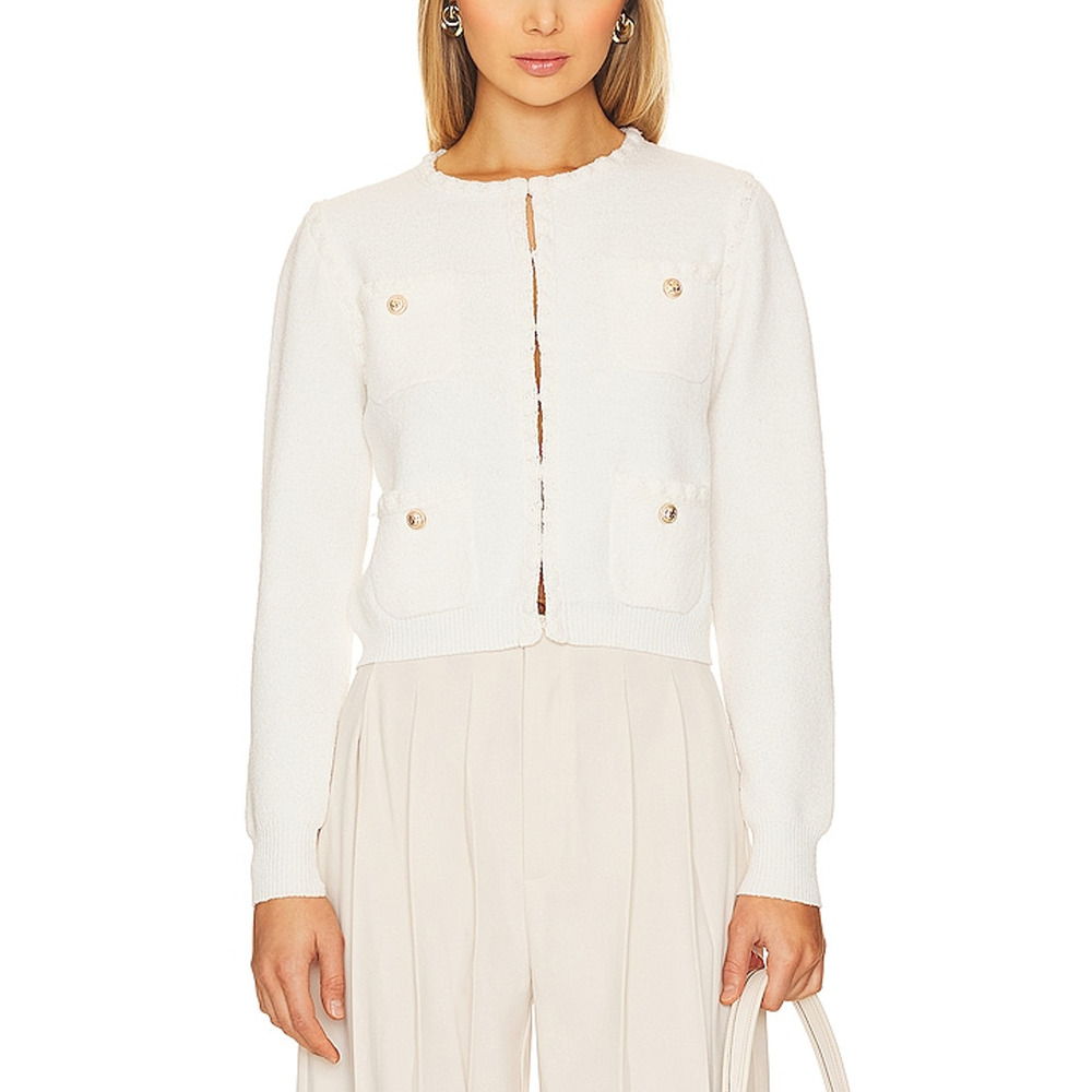 Line & Dot Textured Ivory Corey Cardigan Size XS